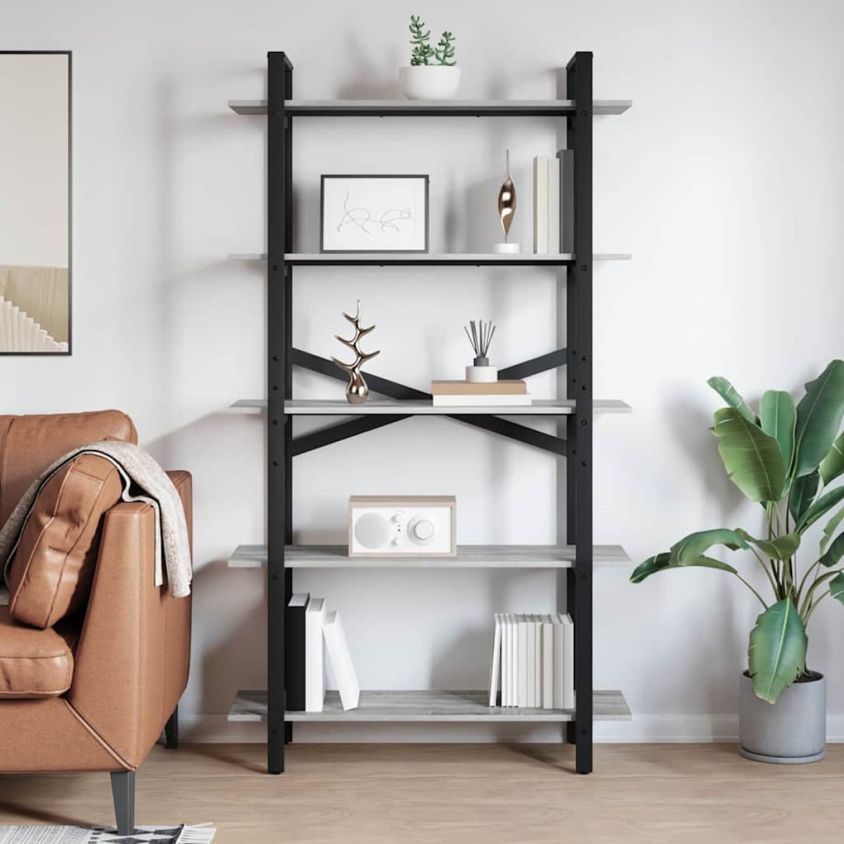 vidaXL Ράφι Βιβλίων 5 επιπέδων 100 x 33,5 x 178 εκ Επεξεργασμένο Ξύλο