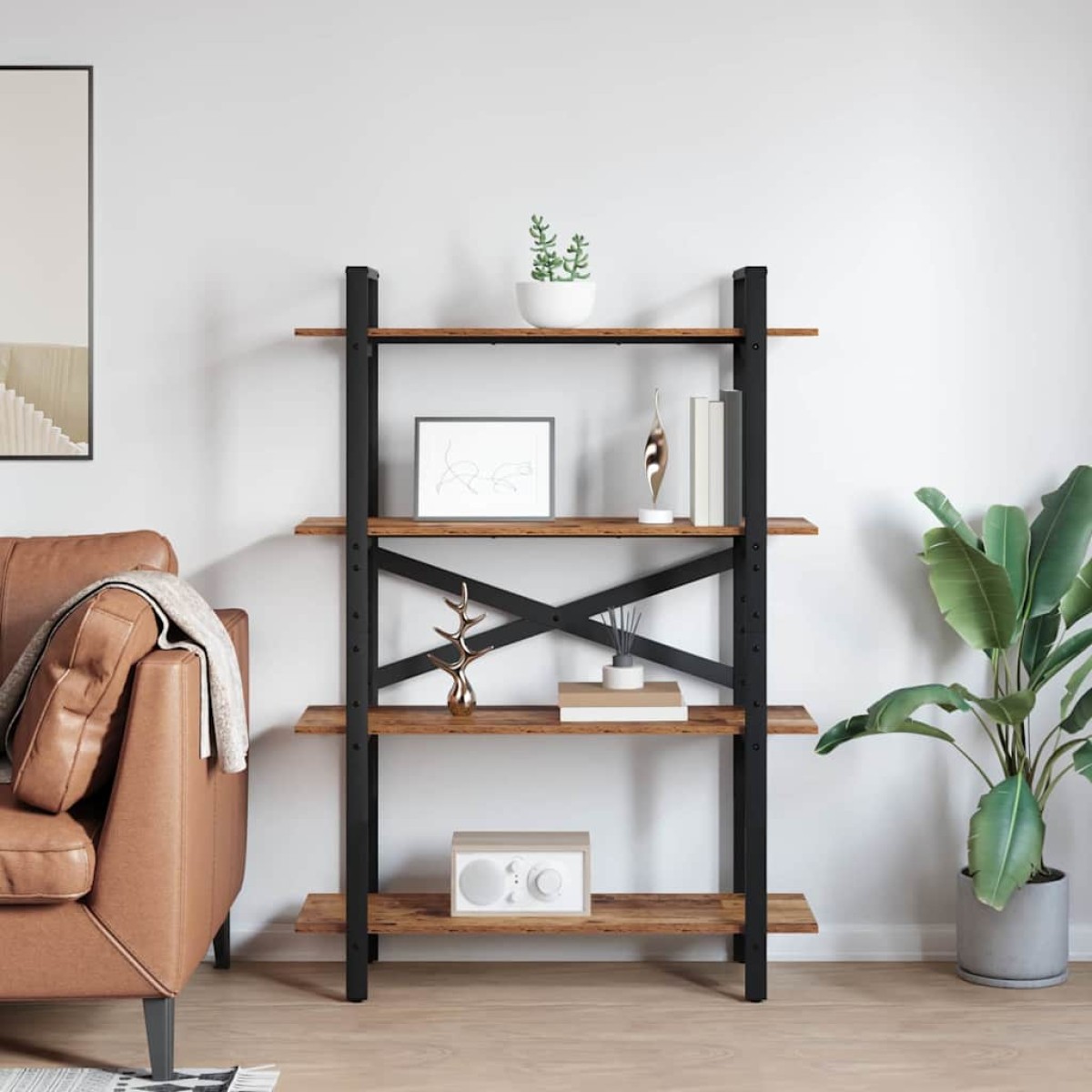 vidaXL Ράφι Βιβλίων 4 επιπέδων 100 x 33,5 x 140 εκ Επεξεργασμένο Ξύλο