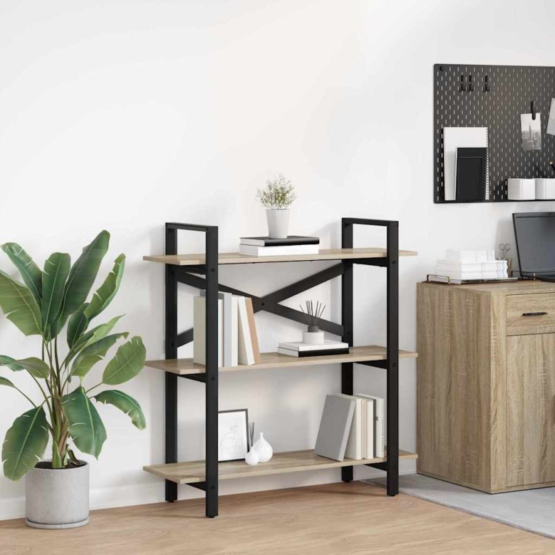 vidaXL Ράφι Βιβλίων 3 επιπέδων 100 x 33,5 x 102 εκ Επεξεργασμένο Ξύλο