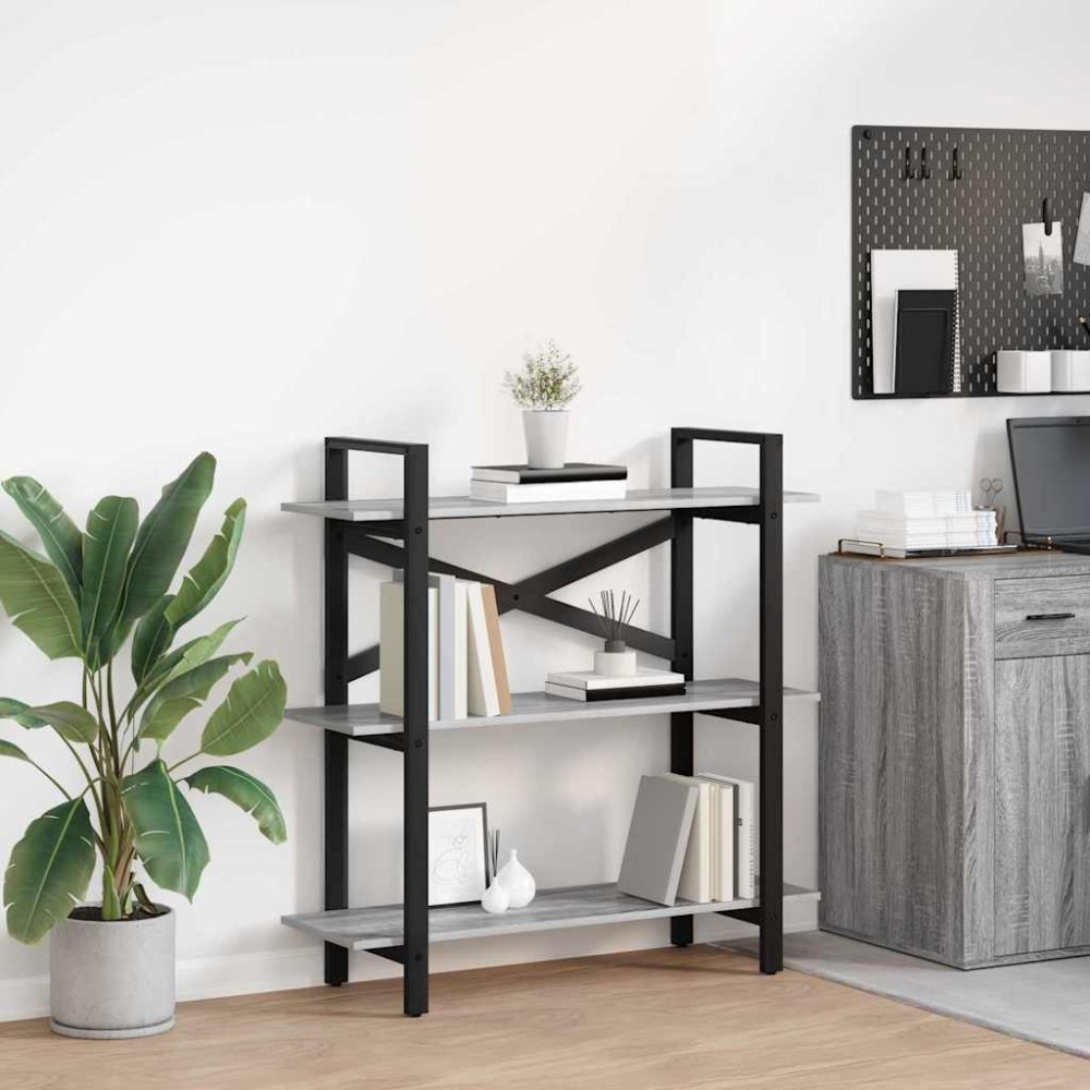vidaXL Ράφι Βιβλίων 3 επιπέδων 100 x 33,5 x 102 εκ Επεξεργασμένο Ξύλο