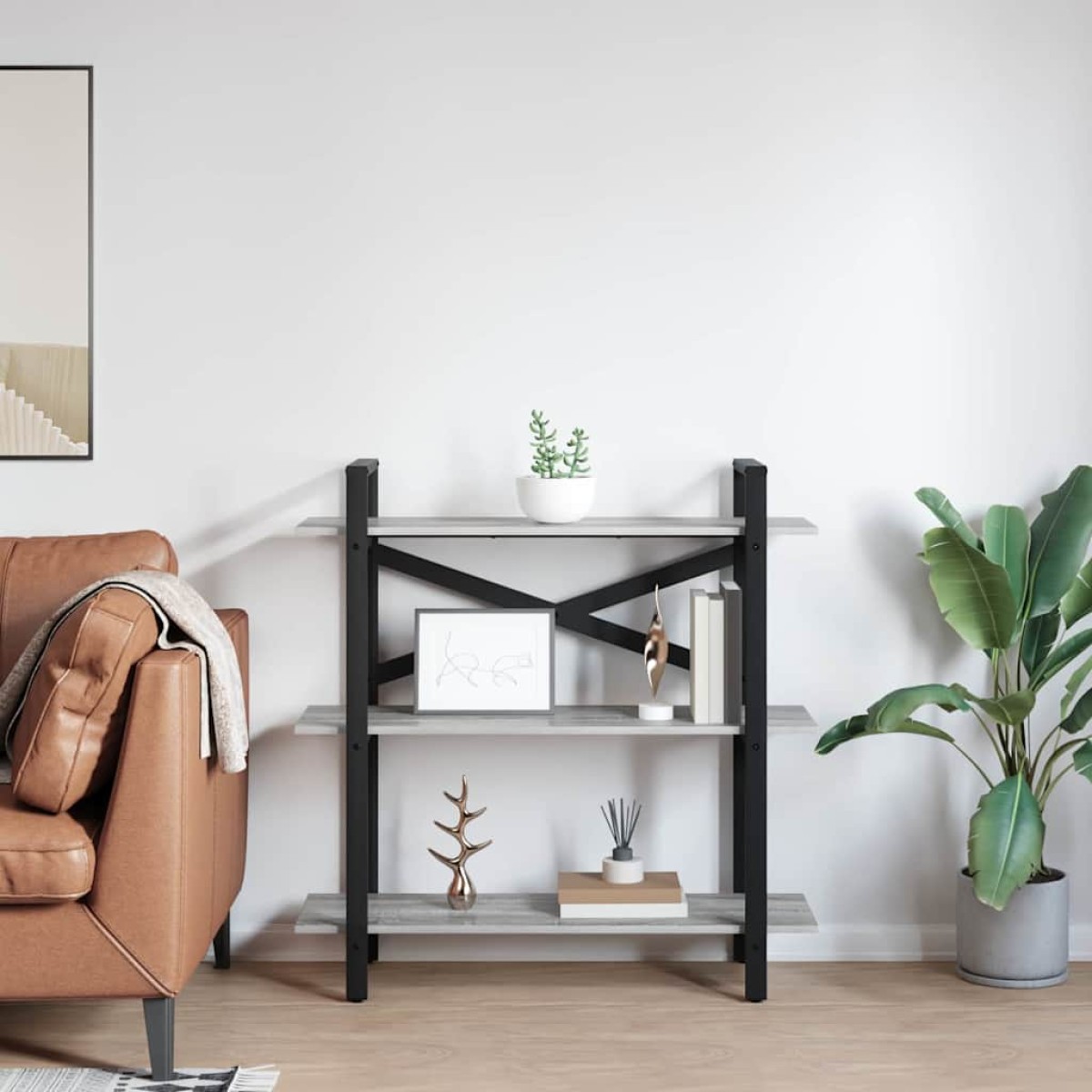 vidaXL Ράφι Βιβλίων 3 επιπέδων 100 x 33,5 x 102 εκ Επεξεργασμένο Ξύλο