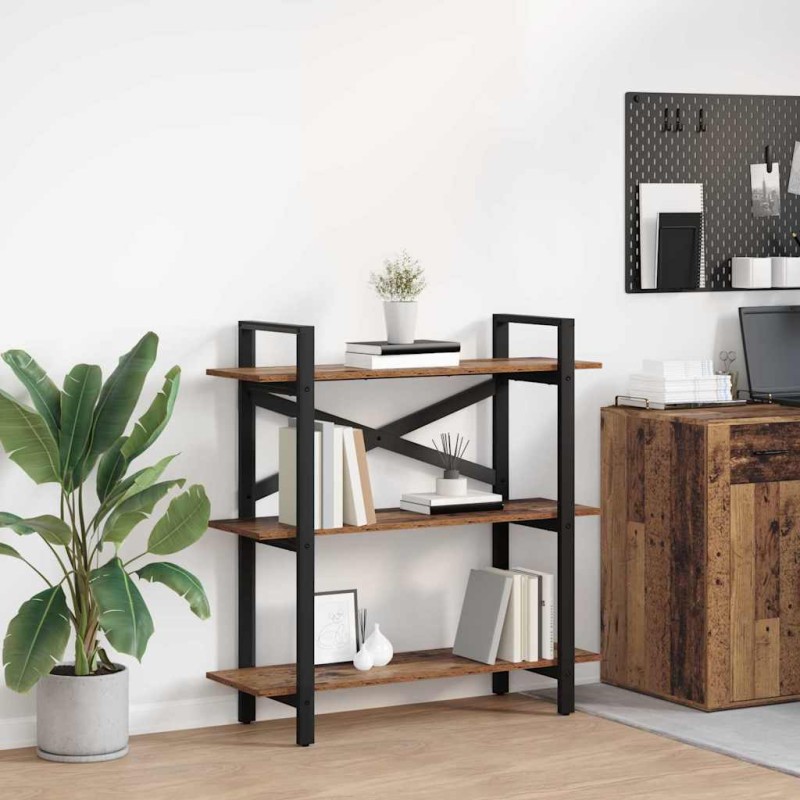 vidaXL Ράφι Βιβλίων 3 επιπέδων 100 x 33,5 x 102 εκ Επεξεργασμένο Ξύλο