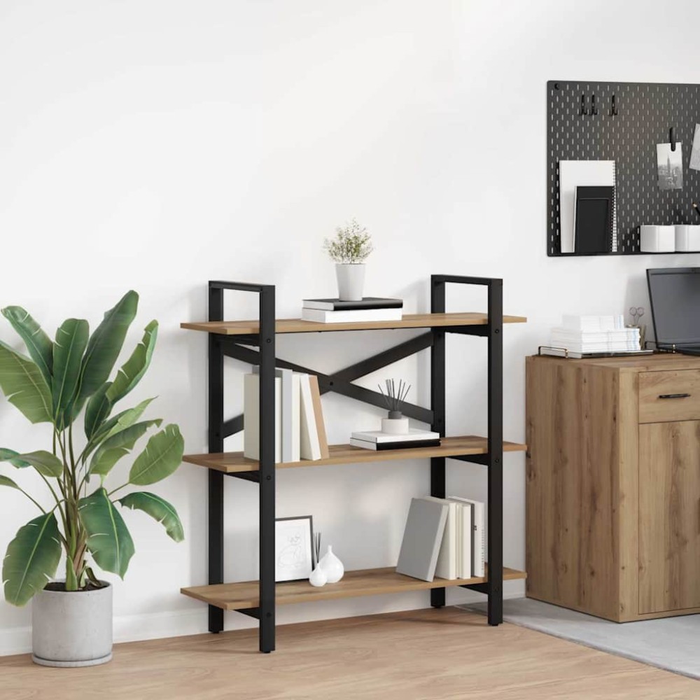 vidaXL Ράφι Βιβλίων 3 επιπέδων 100 x 33,5 x 102 εκ Επεξεργασμένο Ξύλο