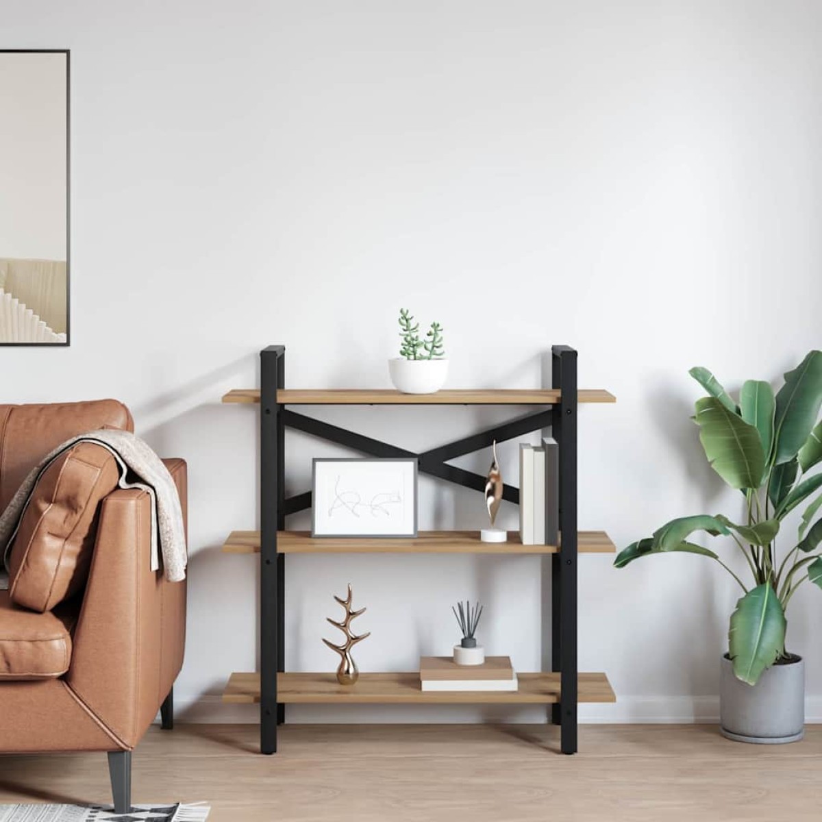 vidaXL Ράφι Βιβλίων 3 επιπέδων 100 x 33,5 x 102 εκ Επεξεργασμένο Ξύλο