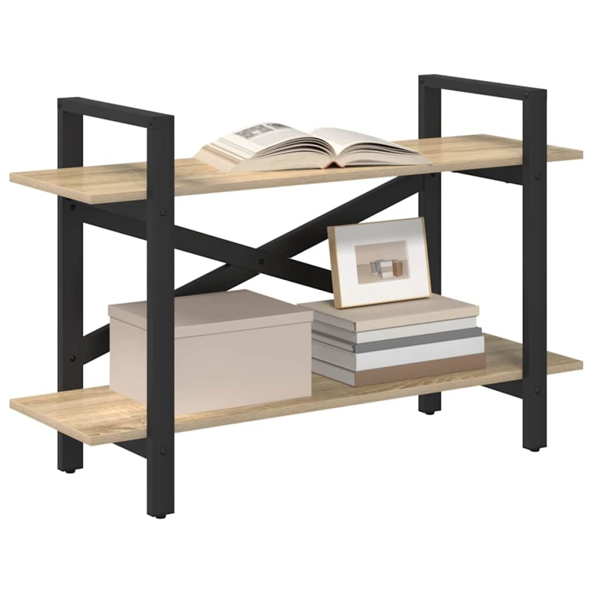 vidaXL Ράφι Βιβλίων 2 επιπέδων 100 x 33,5 x 64 εκ Επεξεργασμένο Ξύλο
