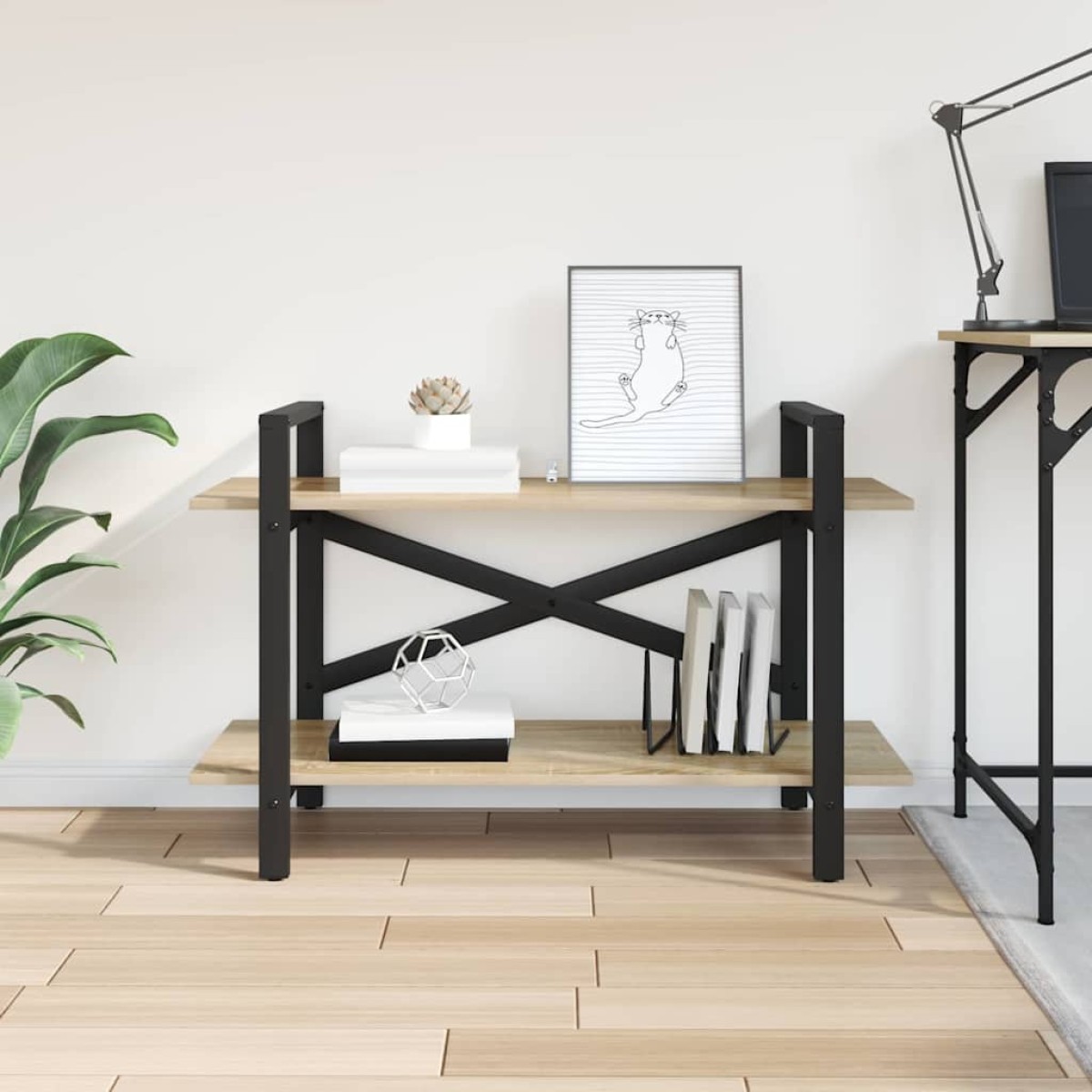 vidaXL Ράφι Βιβλίων 2 επιπέδων 100 x 33,5 x 64 εκ Επεξεργασμένο Ξύλο