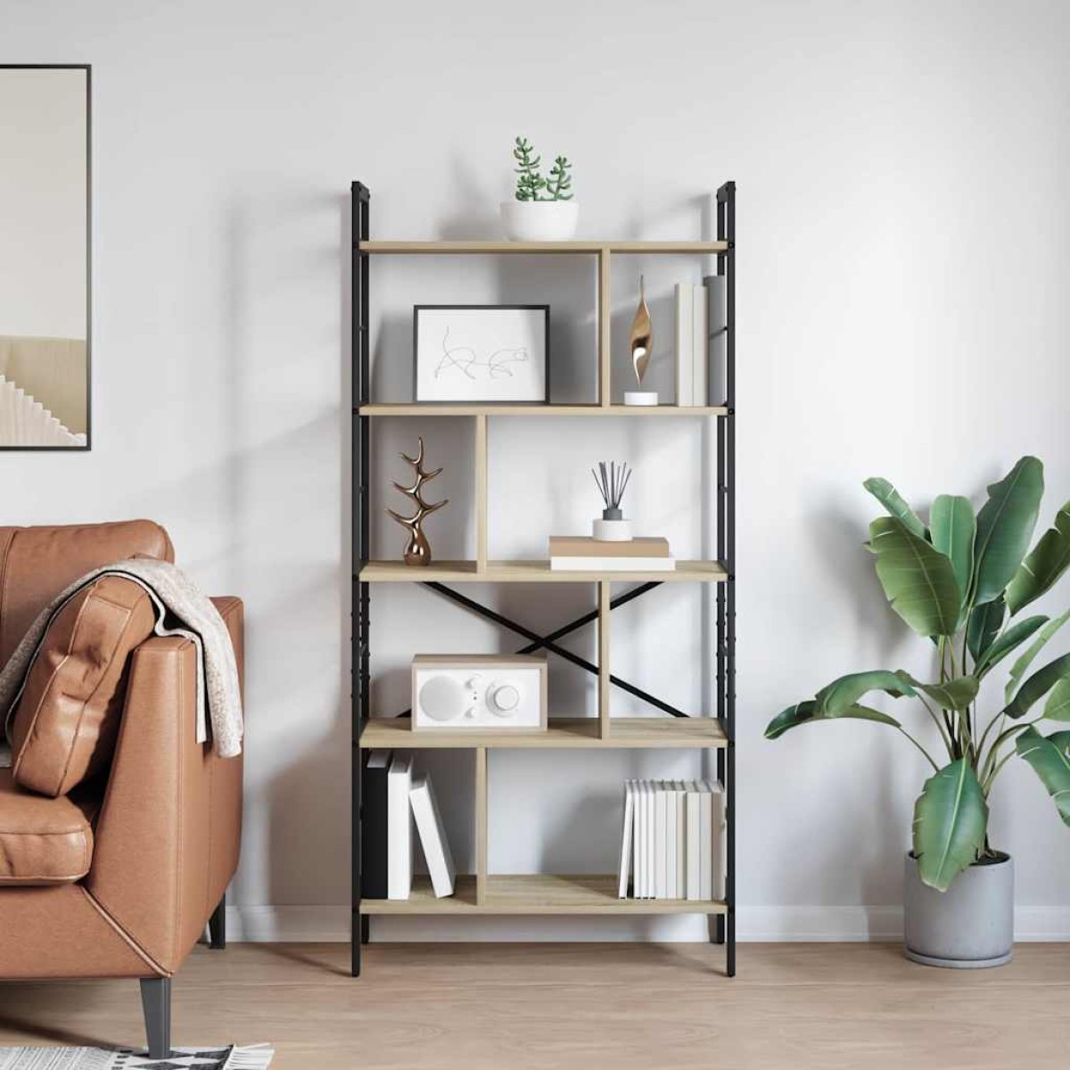 vidaXL Ράφι Βιβλίων 9 επιπέδων 75 x 30 x 156 εκ. Επεξεργασμένο Ξύλο