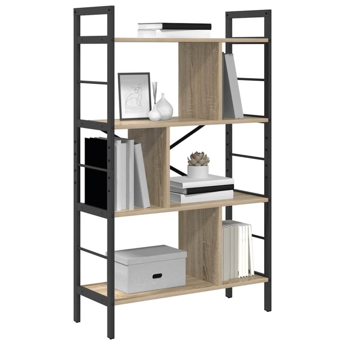 vidaXL Ράφι Βιβλίων 7 επιπέδων 75 x 30 x 123,5 εκ. Επεξεργασμένο Ξύλο