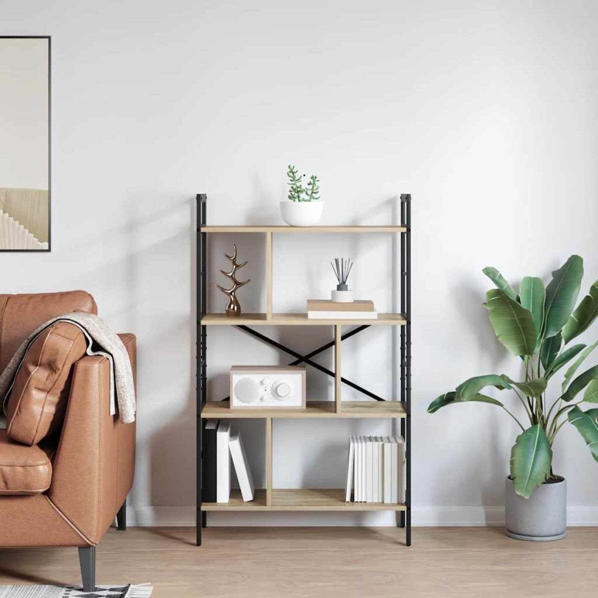 vidaXL Ράφι Βιβλίων 7 επιπέδων 75 x 30 x 123,5 εκ. Επεξεργασμένο Ξύλο