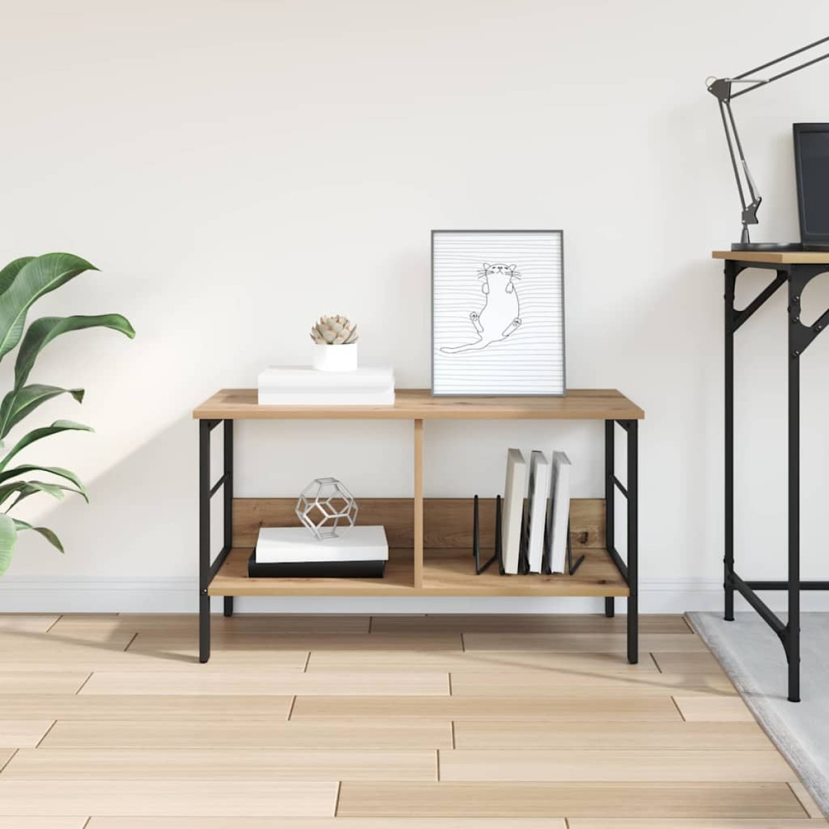 vidaXL Ράφι Βιβλίων 2 επιπέδων 82 x 32 x 47 εκ. Επεξεργασμένο Ξύλο