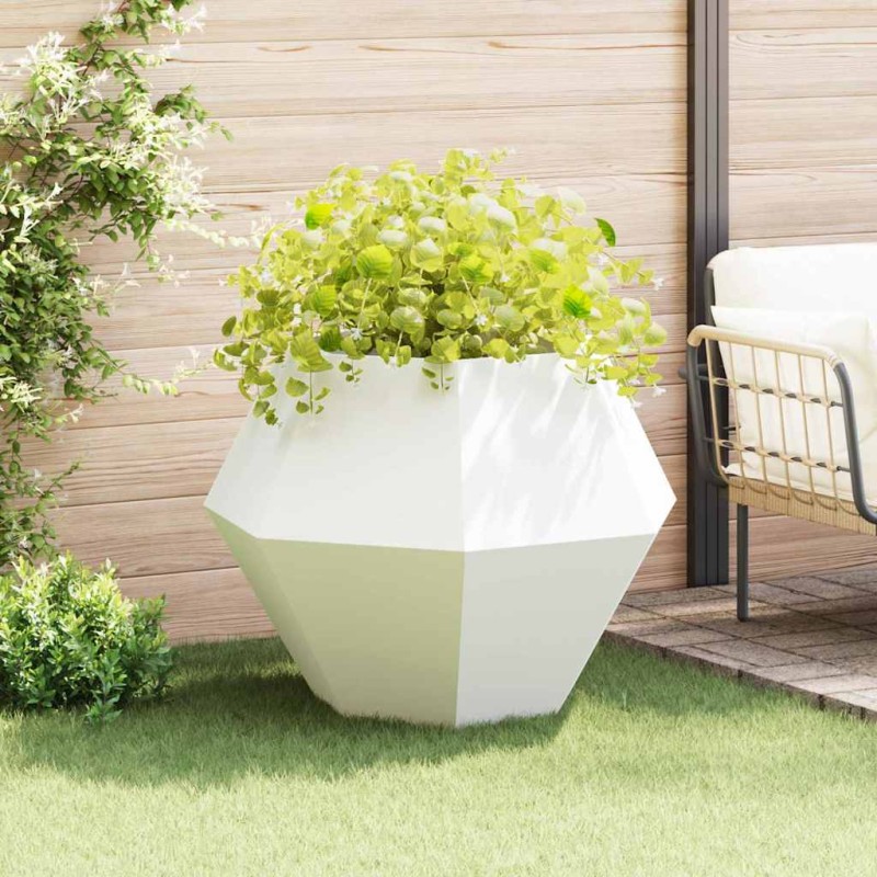 vidaXL Γλάστρα Λευκό 100 x 100 x 80 εκ Ατσάλι