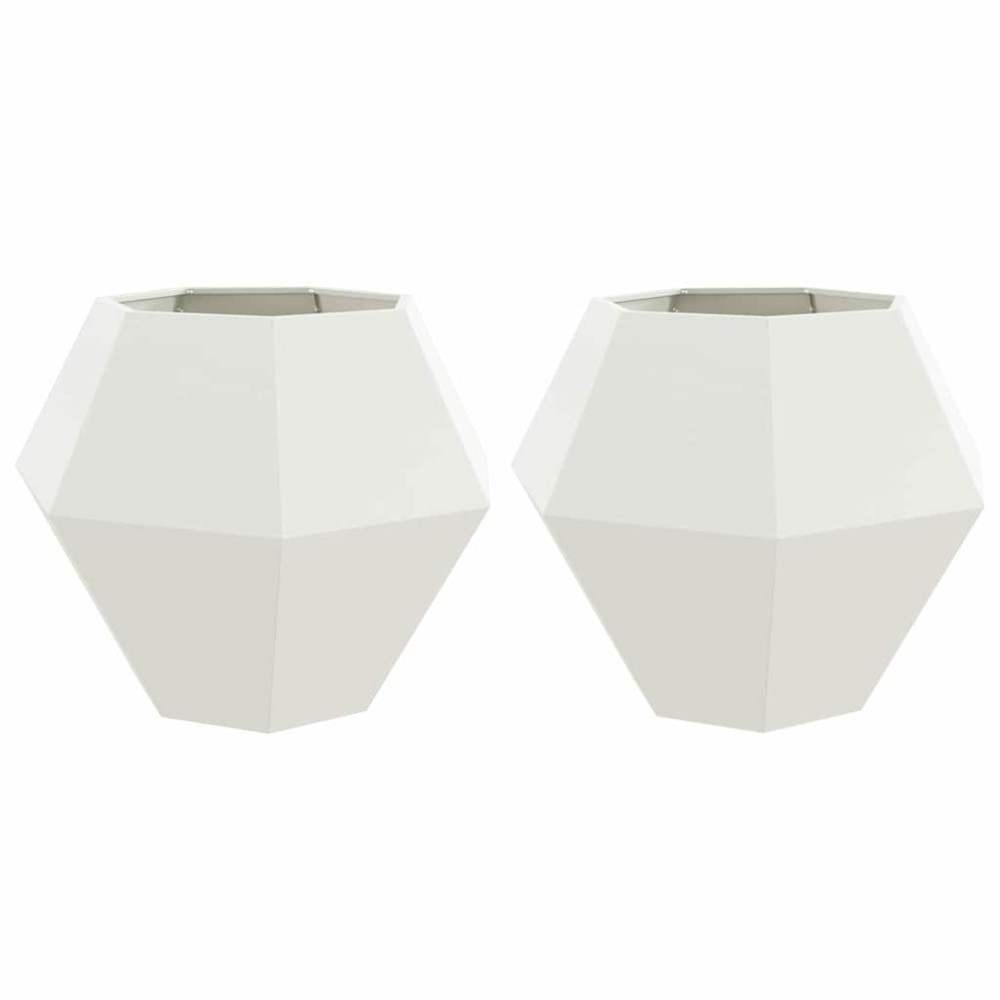 vidaXL Γλάστρα 2 τμχ. Λευκό 100 x 100 x 80 εκ Ατσάλι