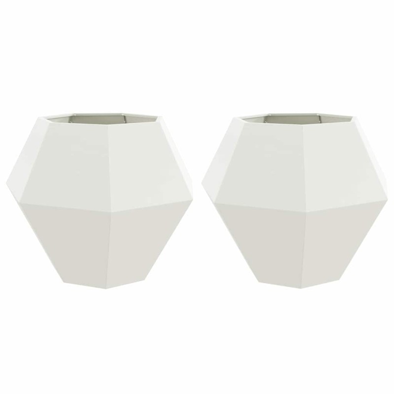 vidaXL Γλάστρα 2 τμχ. Λευκό 100 x 100 x 80 εκ Ατσάλι