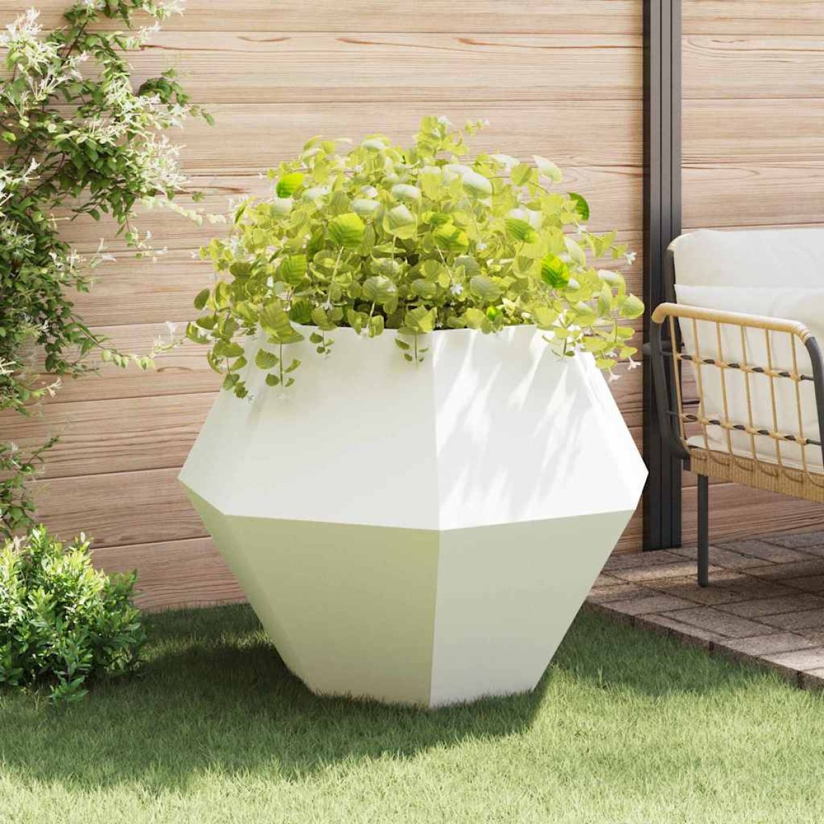 vidaXL Γλάστρα 2 τμχ. Λευκό 100 x 100 x 80 εκ Ατσάλι
