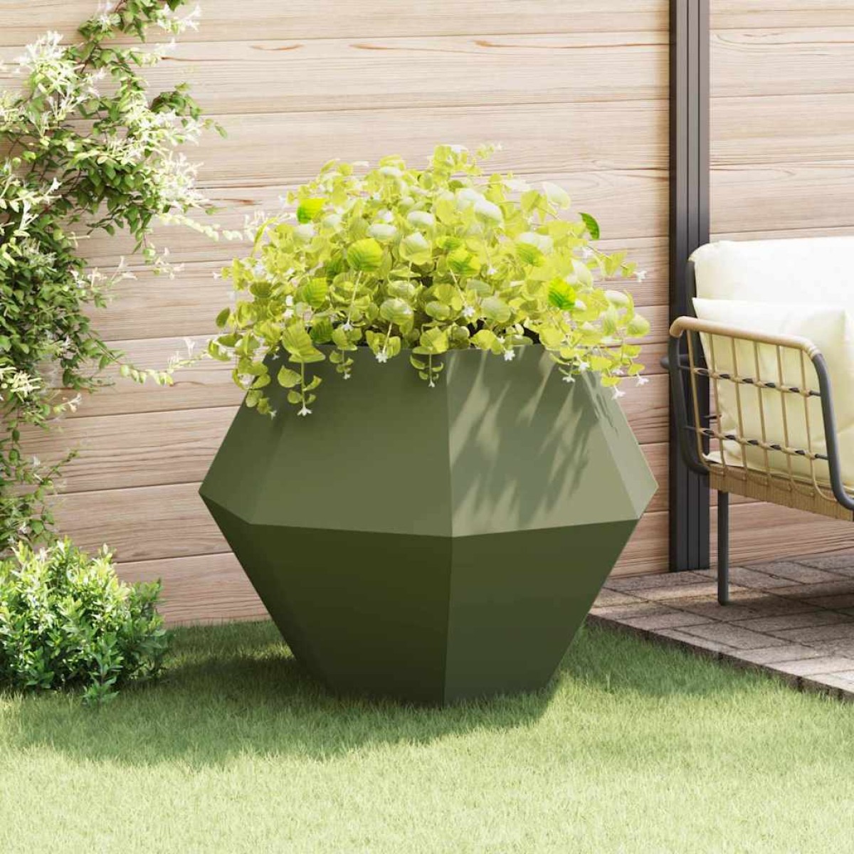 vidaXL Γλάστρα Ελιά Πράσινη 100 x 100 x 80 εκ Ατσάλι