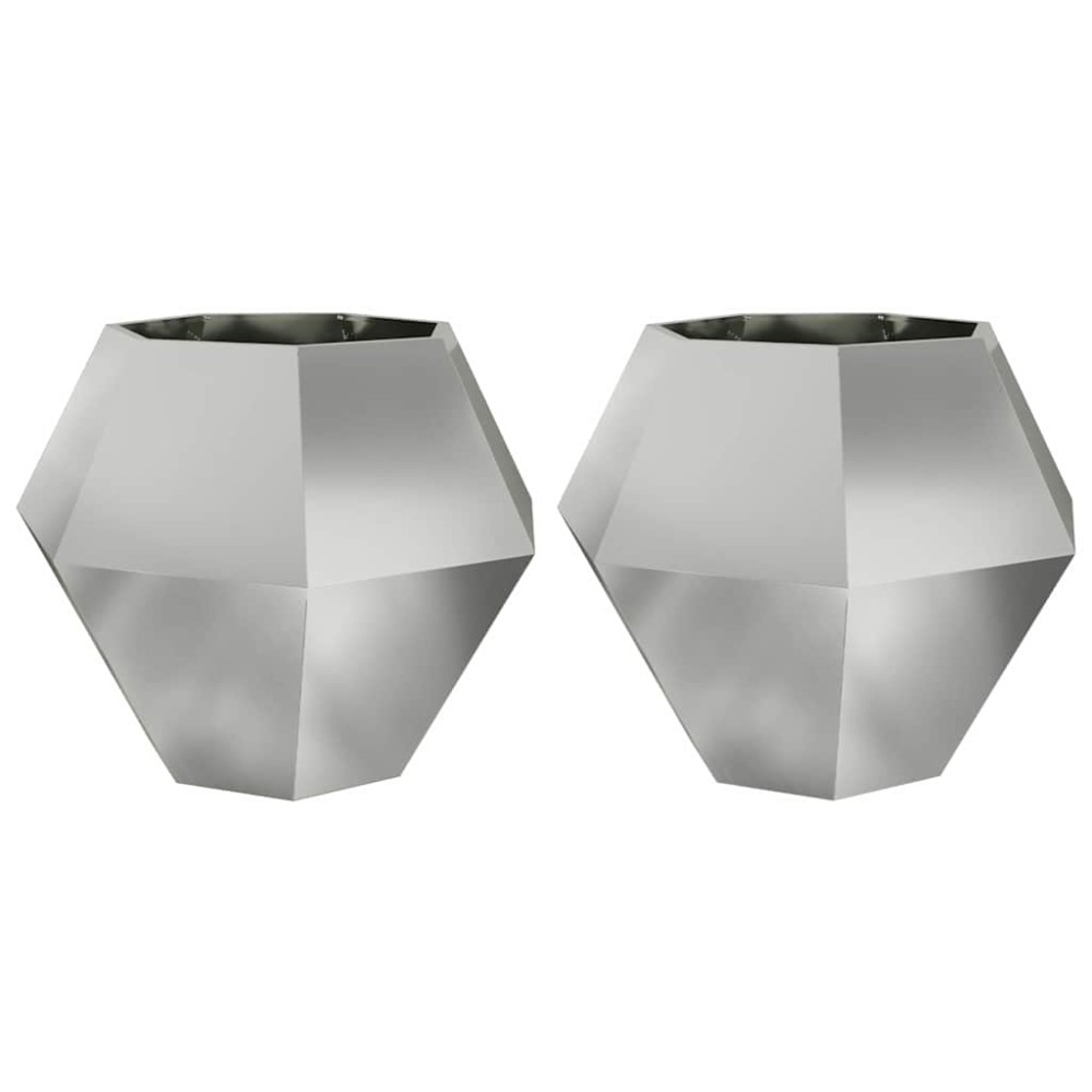 vidaXL Γλάστρα 2 τμχ. Ασημί 100 x 100 x 80 εκ Επικαλυμμένος Χάλυβας