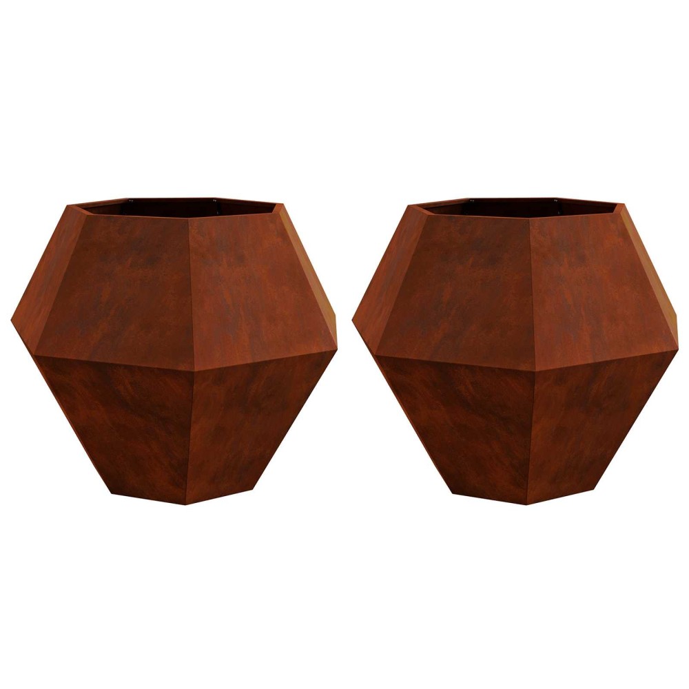 vidaXL Γλάστρα 2 τμχ. Σκ rusty 100 x 100 x 80 εκ