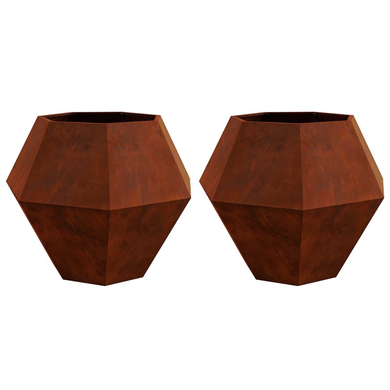 vidaXL Γλάστρα 2 τμχ. Σκ rusty 100 x 100 x 80 εκ
