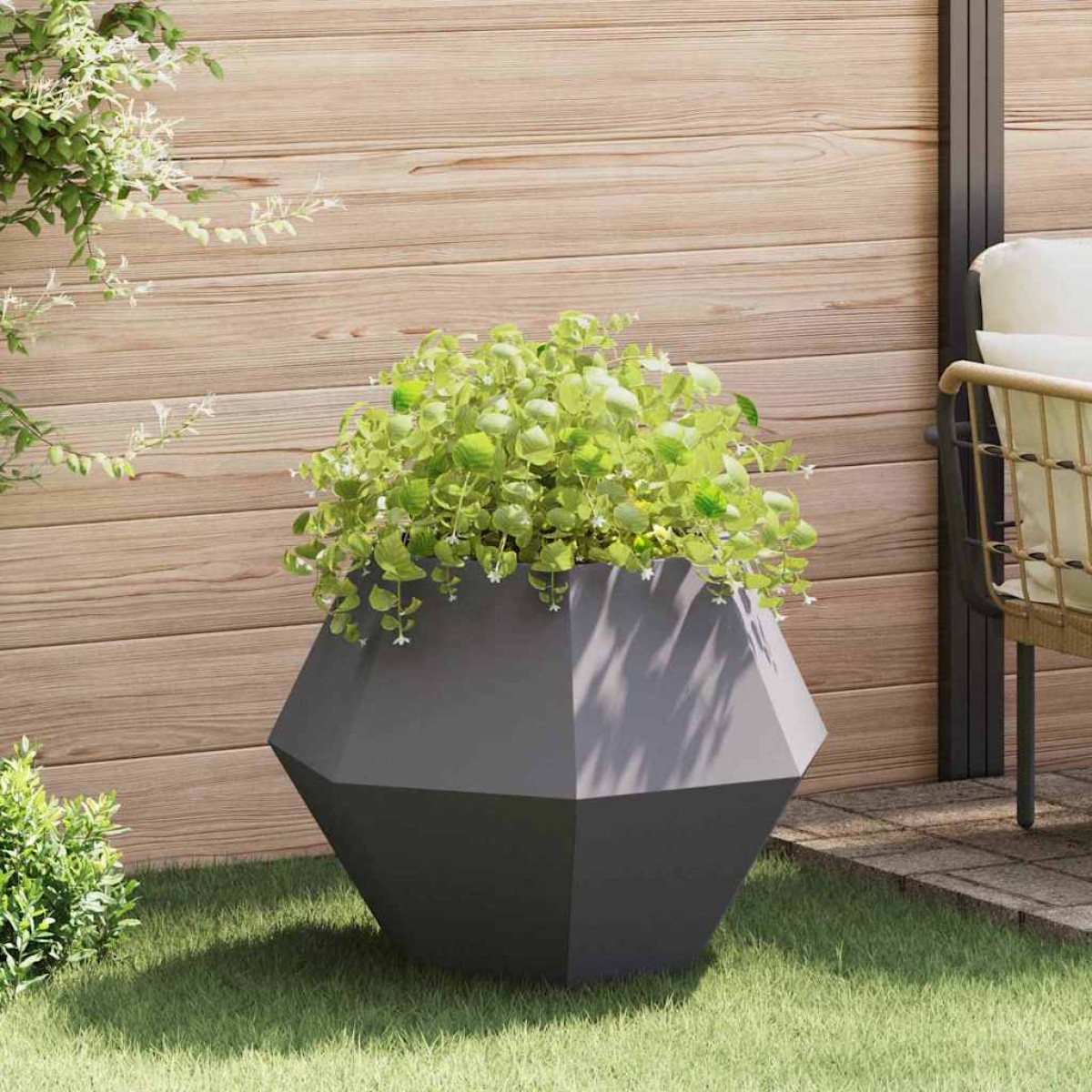 vidaXL Γλάστρα Μαύρο 75 x 75 x 60 εκ Ατσάλι