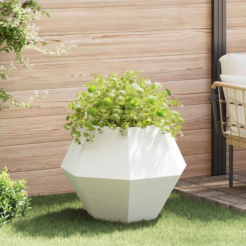 vidaXL Γλάστρα Λευκό 75 x 75 x 60 εκ Ατσάλι