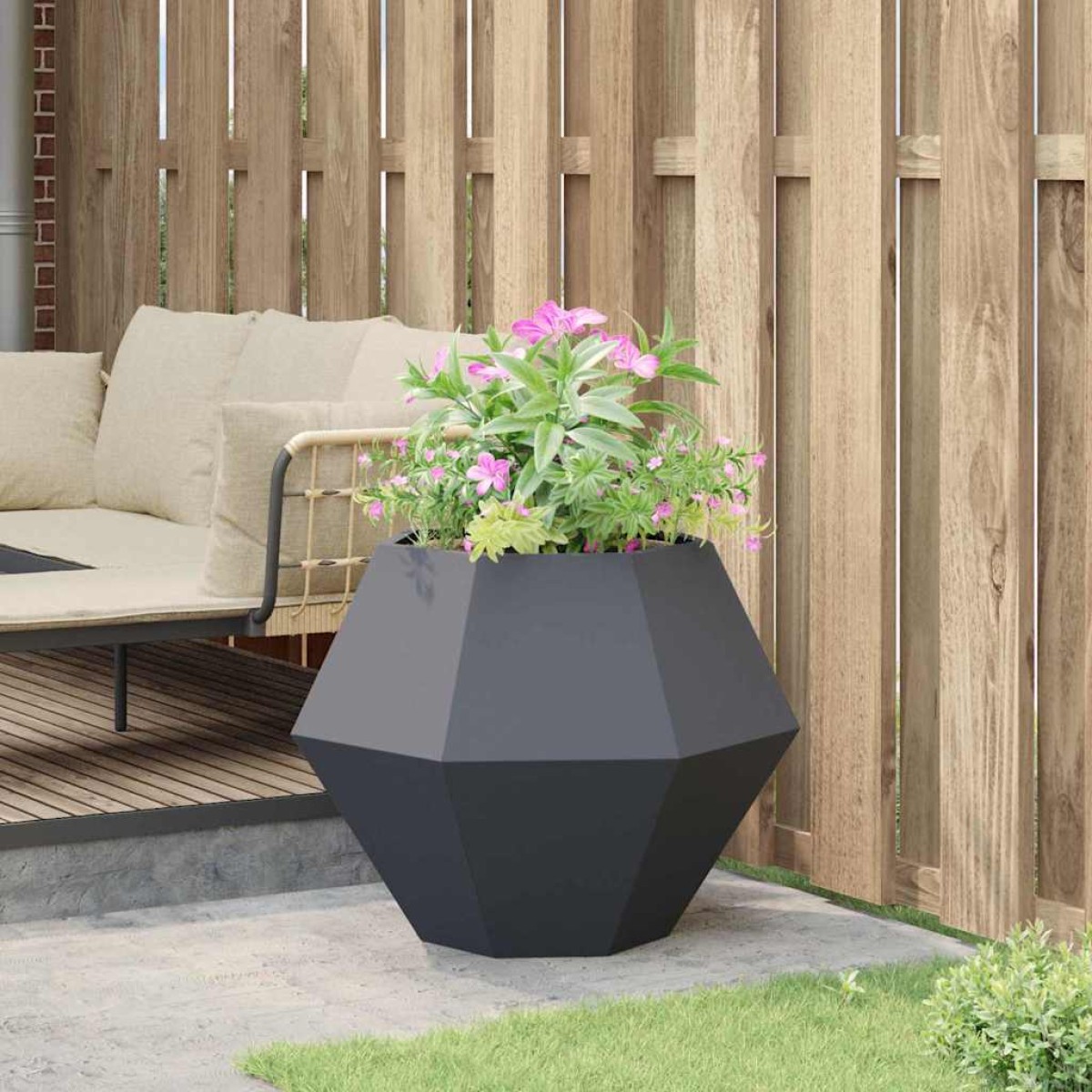 vidaXL Γλάστρα Ανθρακί 75 x 75 x 60 εκ Ατσάλι