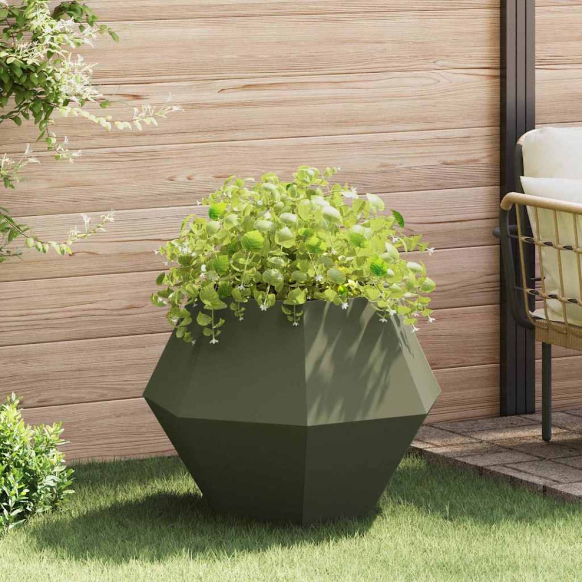 vidaXL Γλάστρα Ελιά Πράσινη 75 x 75 x 60 εκ Ατσάλι