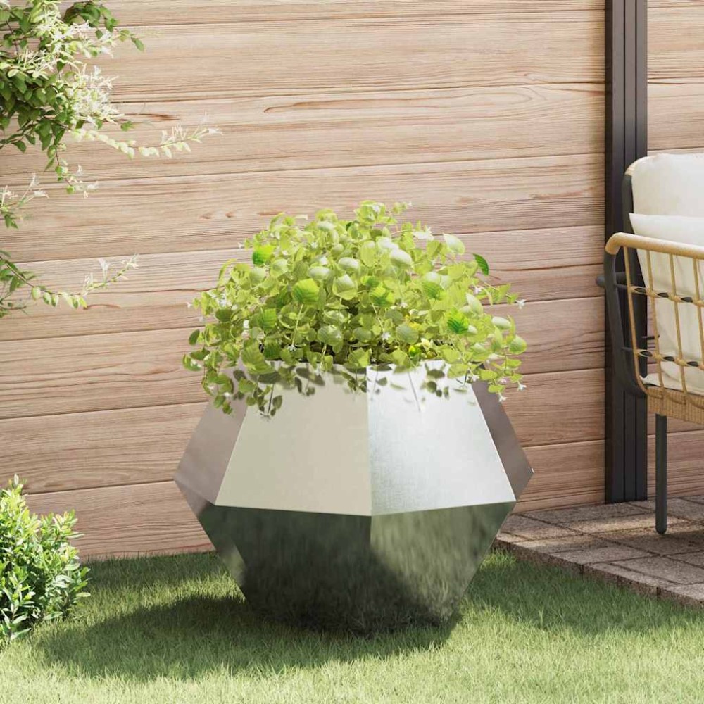 vidaXL Γλάστρα Ασημί 75 x 75 x 60 εκ Ανοξείδωτο ατσάλι