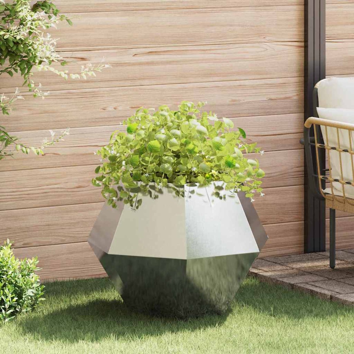vidaXL Γλάστρα Ασημί 75 x 75 x 60 εκ Ανοξείδωτο ατσάλι
