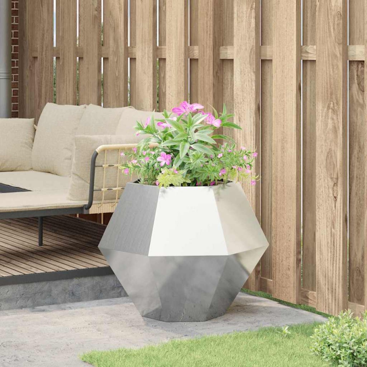vidaXL Γλάστρα Ασημί 75 x 75 x 60 εκ Ανοξείδωτο ατσάλι
