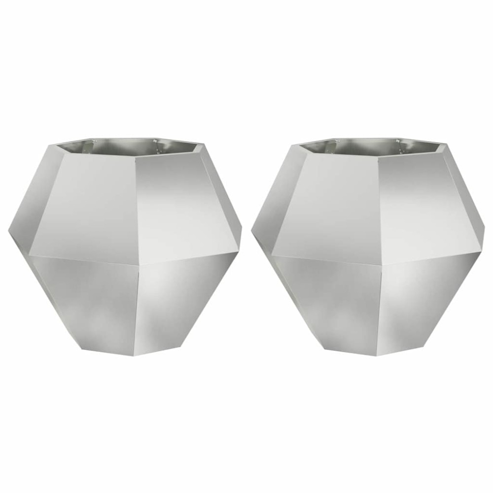 vidaXL Γλάστρα 2 τμχ. Ασημί 75 x 75 x 60 εκ Επικαλυμμένος Χάλυβας