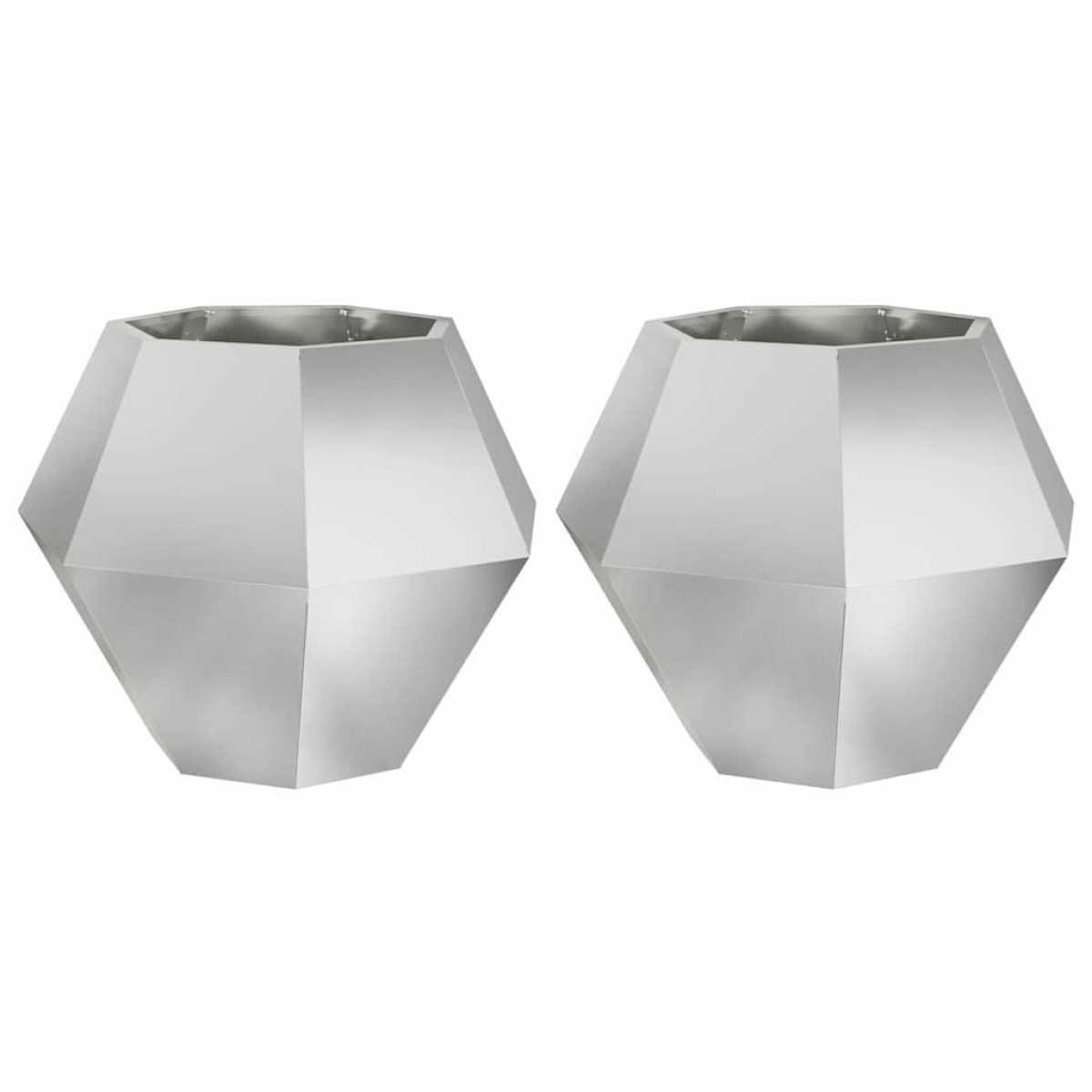 vidaXL Γλάστρα 2 τμχ. Ασημί 75 x 75 x 60 εκ Επικαλυμμένος Χάλυβας
