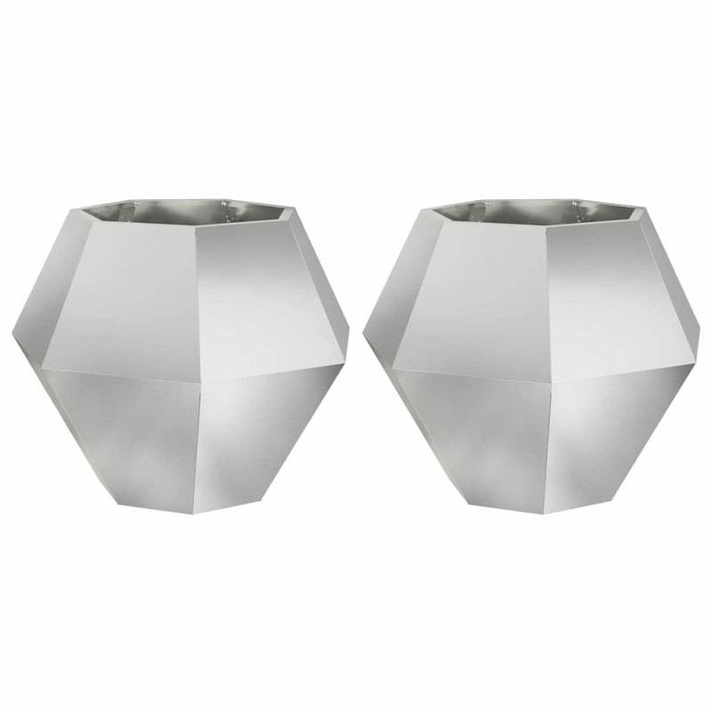 vidaXL Γλάστρα 2 τμχ. Ασημί 75 x 75 x 60 εκ Επικαλυμμένος Χάλυβας