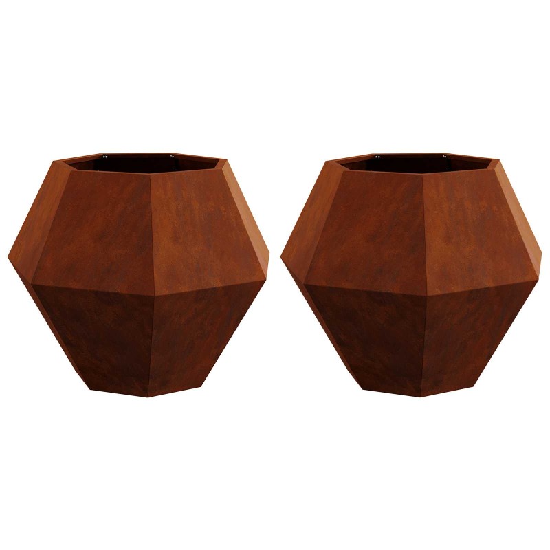 vidaXL Γλάστρα 2 τμχ. Σκ rusty 75 x 75 x 60 εκ