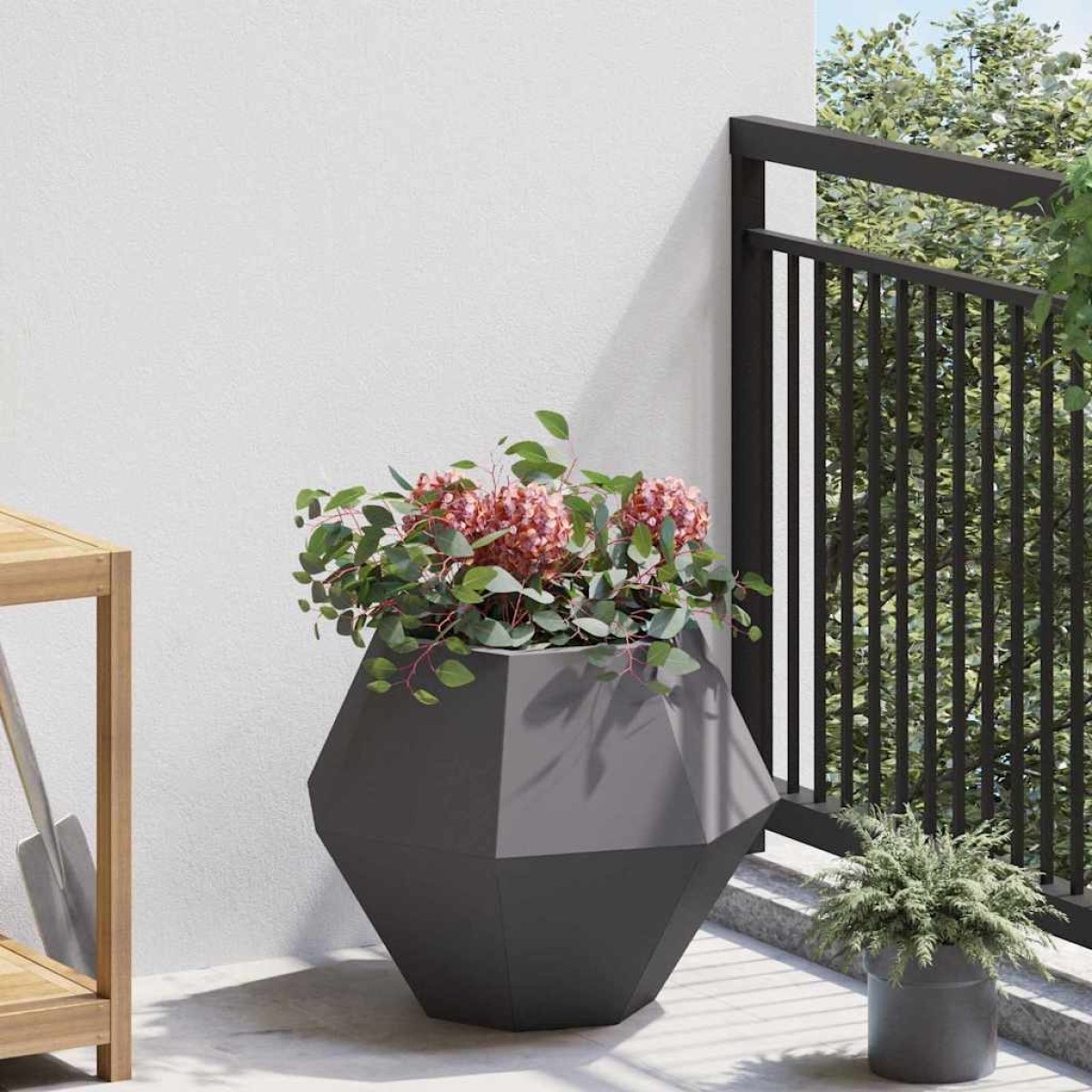vidaXL Γλάστρα Μαύρο 50 x 50 x 40 cm Ατσάλι