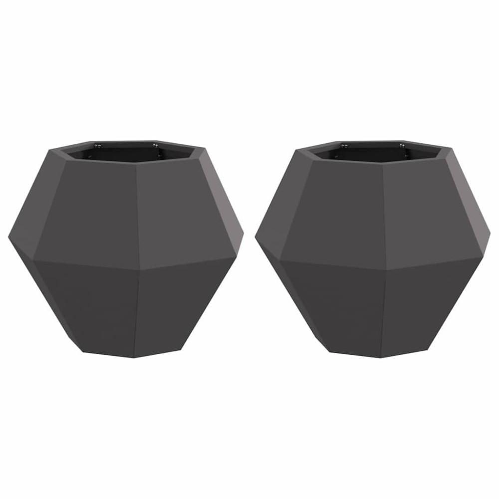 vidaXL Γλάστρα 2 τμχ. Μαύρο 50 x 50 x 40 cm Ατσάλι