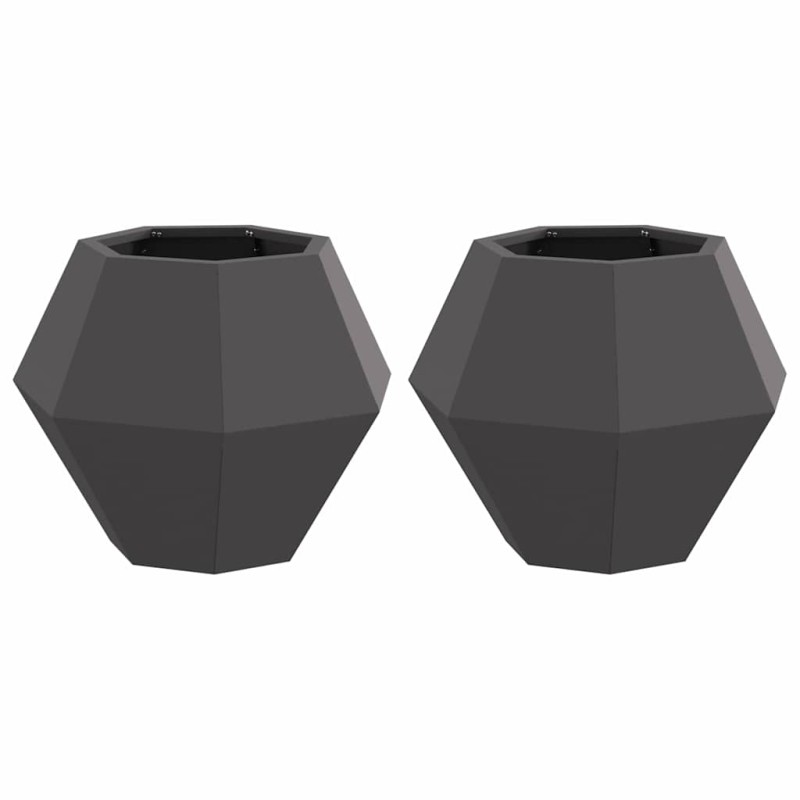vidaXL Γλάστρα 2 τμχ. Μαύρο 50 x 50 x 40 cm Ατσάλι