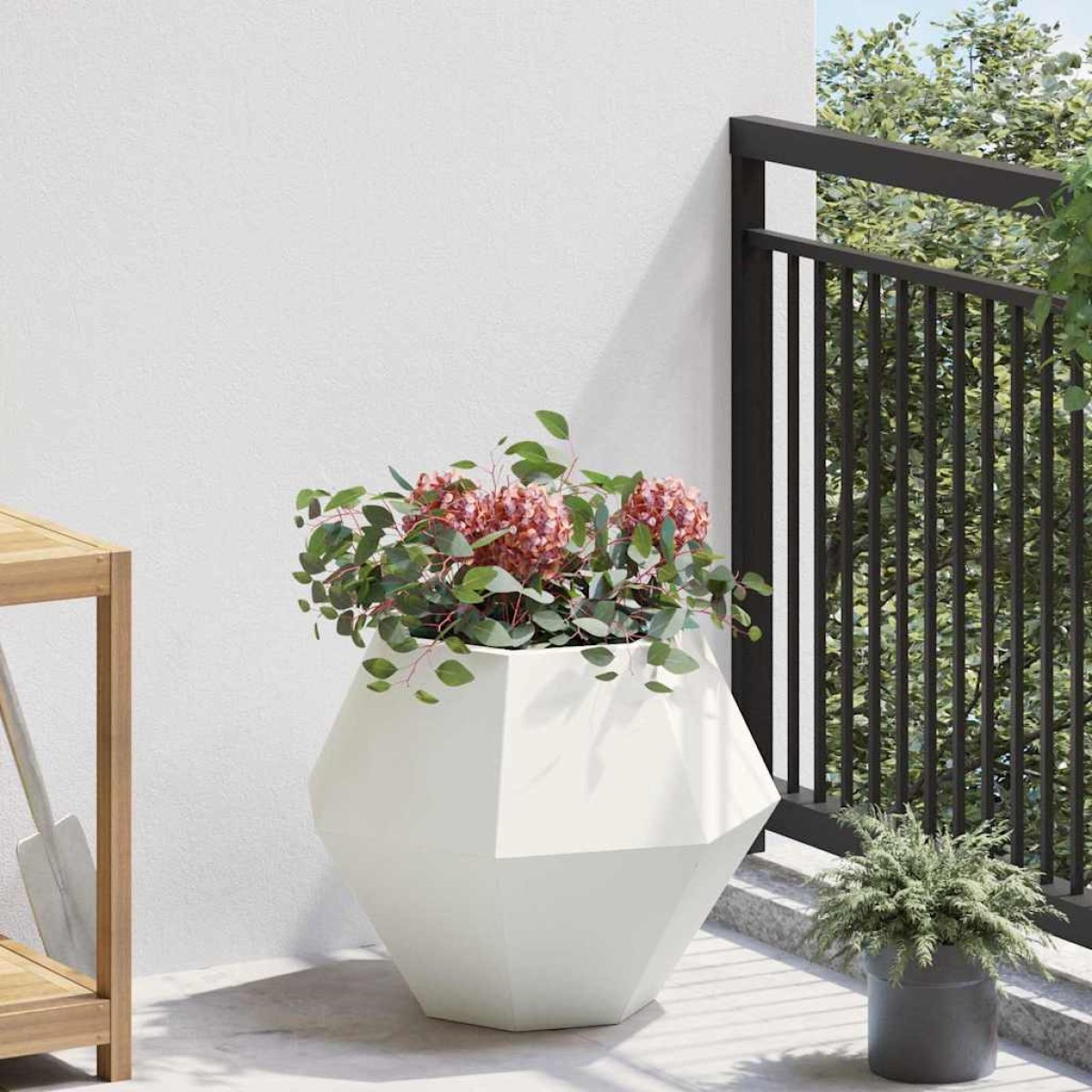 vidaXL Γλάστρα Λευκό 50 x 50 x 40 cm Ατσάλι