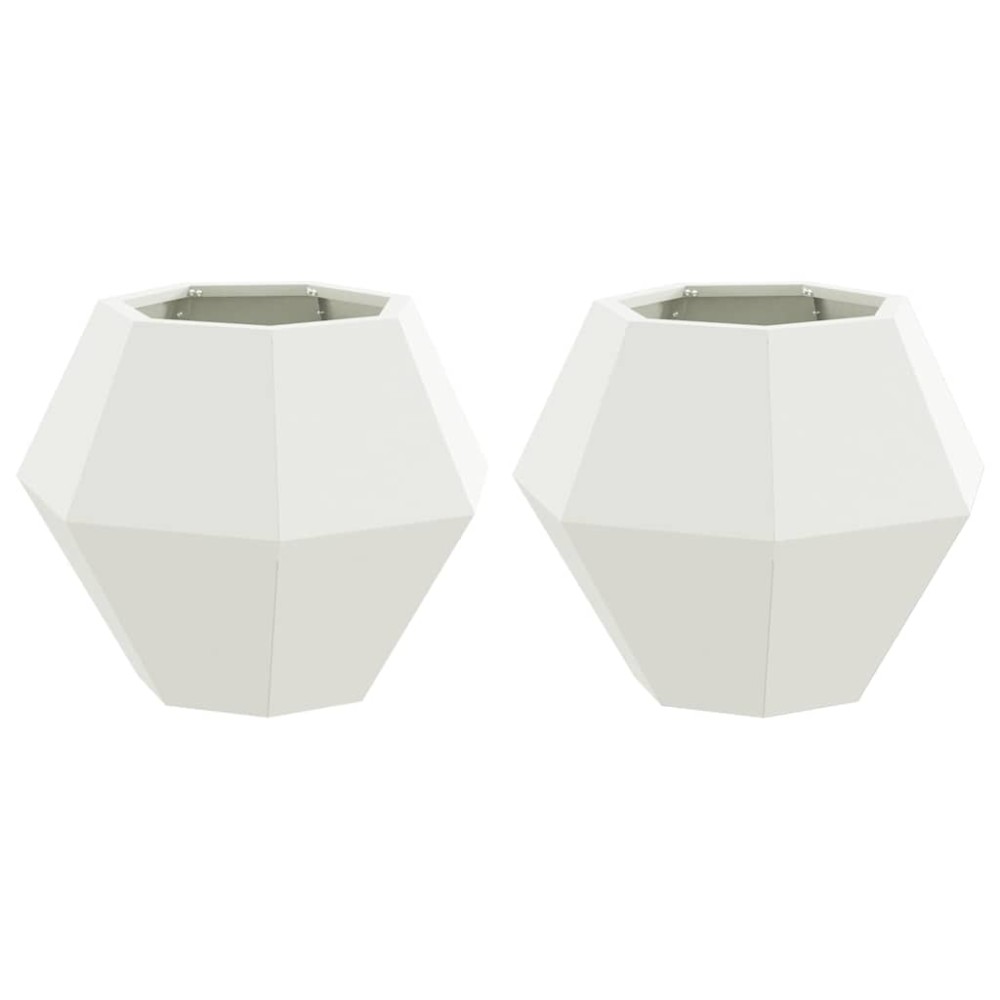 vidaXL Γλάστρα 2 τμχ. Λευκό 50 x 50 x 40 cm Ατσάλι