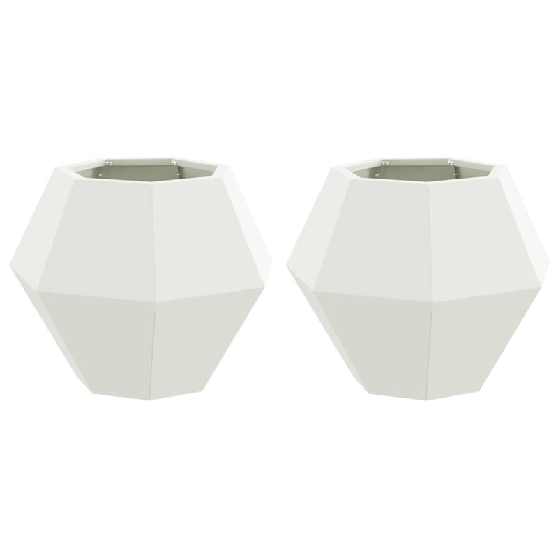 vidaXL Γλάστρα 2 τμχ. Λευκό 50 x 50 x 40 cm Ατσάλι
