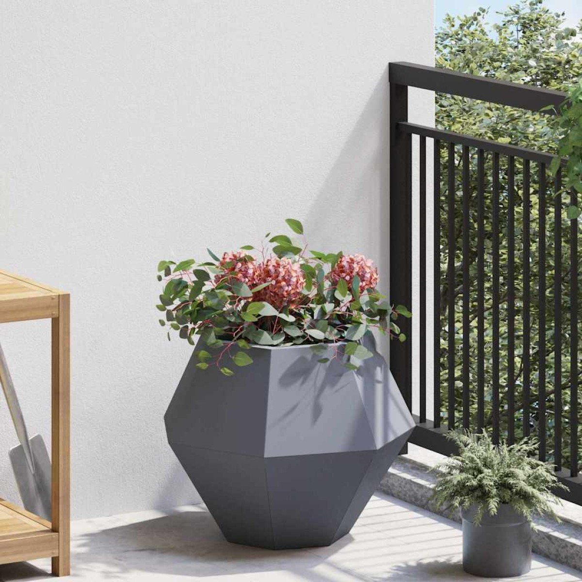 vidaXL Γλάστρα Ανθρακί 50 x 50 x 40 cm Ατσάλι