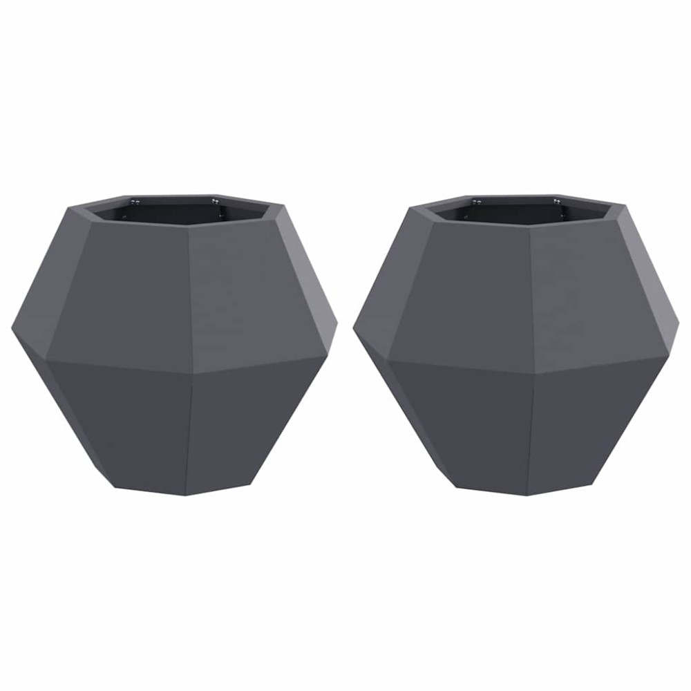 vidaXL Γλάστρα 2 τμχ. Ανθρακί 50 x 50 x 40 cm Ατσάλι