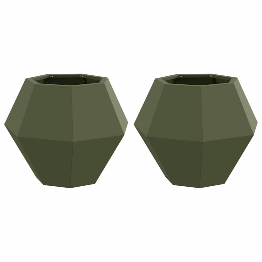 vidaXL Γλάστρα 2 τμχ. Ελιά Πράσινη 50 x 50 x 40 cm Ατσάλι