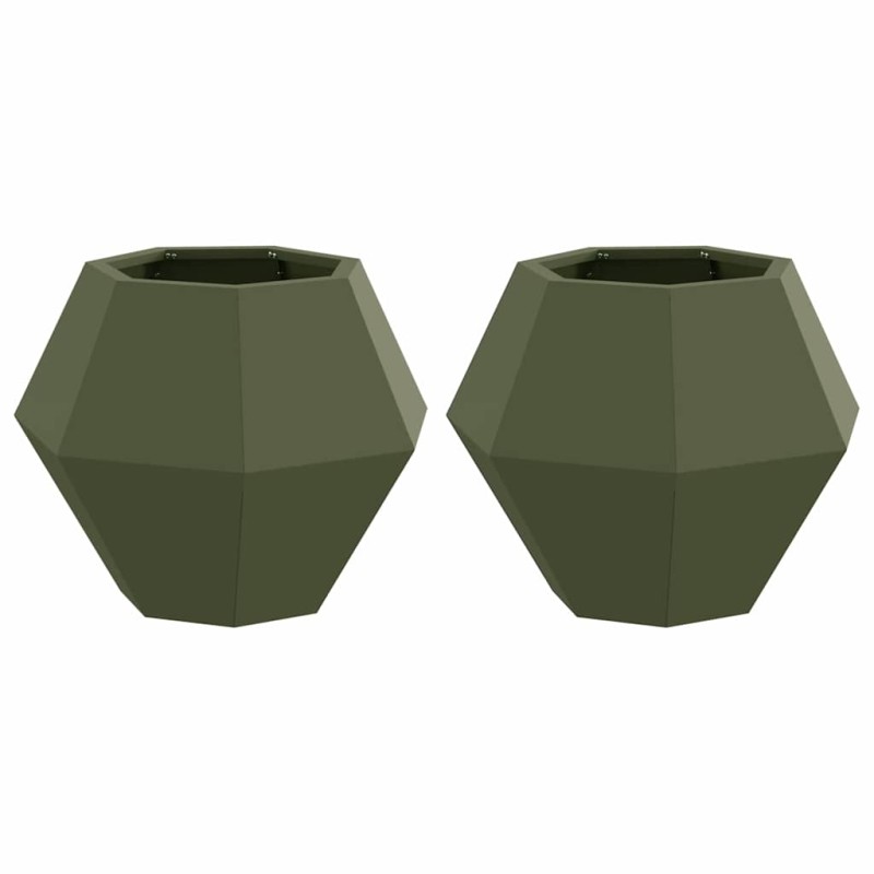 vidaXL Γλάστρα 2 τμχ. Ελιά Πράσινη 50 x 50 x 40 cm Ατσάλι