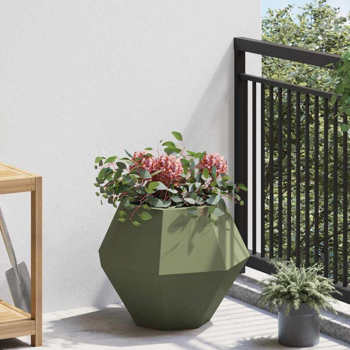 vidaXL Γλάστρα 2 τμχ. Ελιά Πράσινη 50 x 50 x 40 cm Ατσάλι
