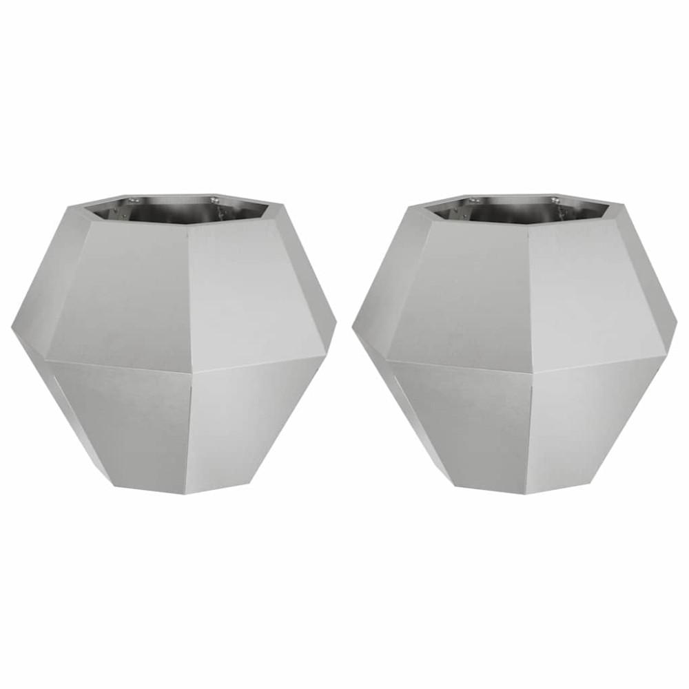 vidaXL Γλάστρα 2 τμχ. Ασημί 50 x 50 x 40 cm Ανοξείδωτο ατσάλι