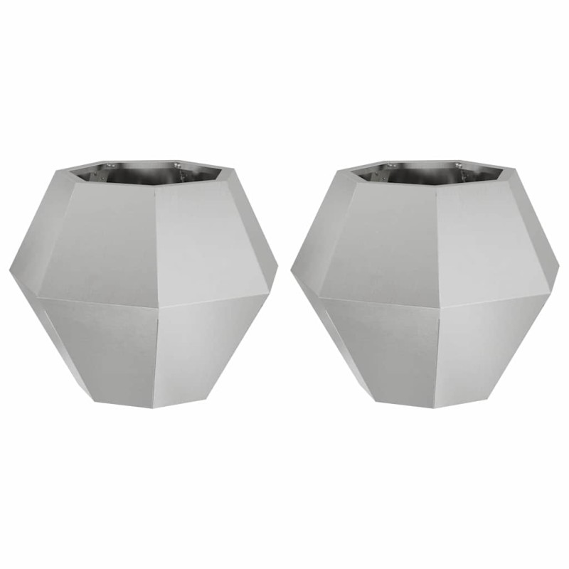 vidaXL Γλάστρα 2 τμχ. Ασημί 50 x 50 x 40 cm Ανοξείδωτο ατσάλι