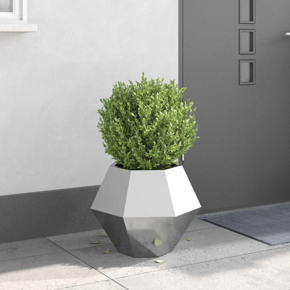 vidaXL Γλάστρα Ασημί 50 x 50 x 40 cm Επικαλυμμένος Χάλυβας