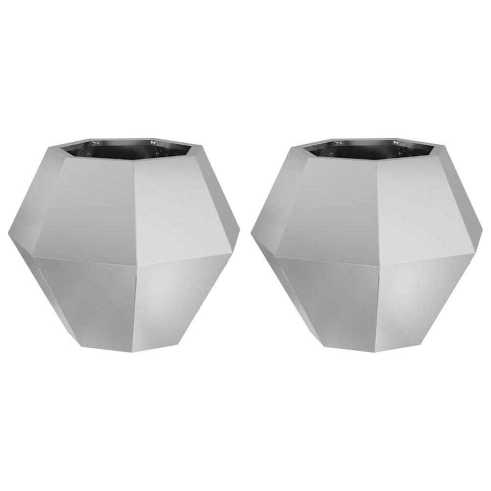 vidaXL Γλάστρα 2 τμχ. Ασημί 50 x 50 x 40 cm Επικαλυμμένος Χάλυβας