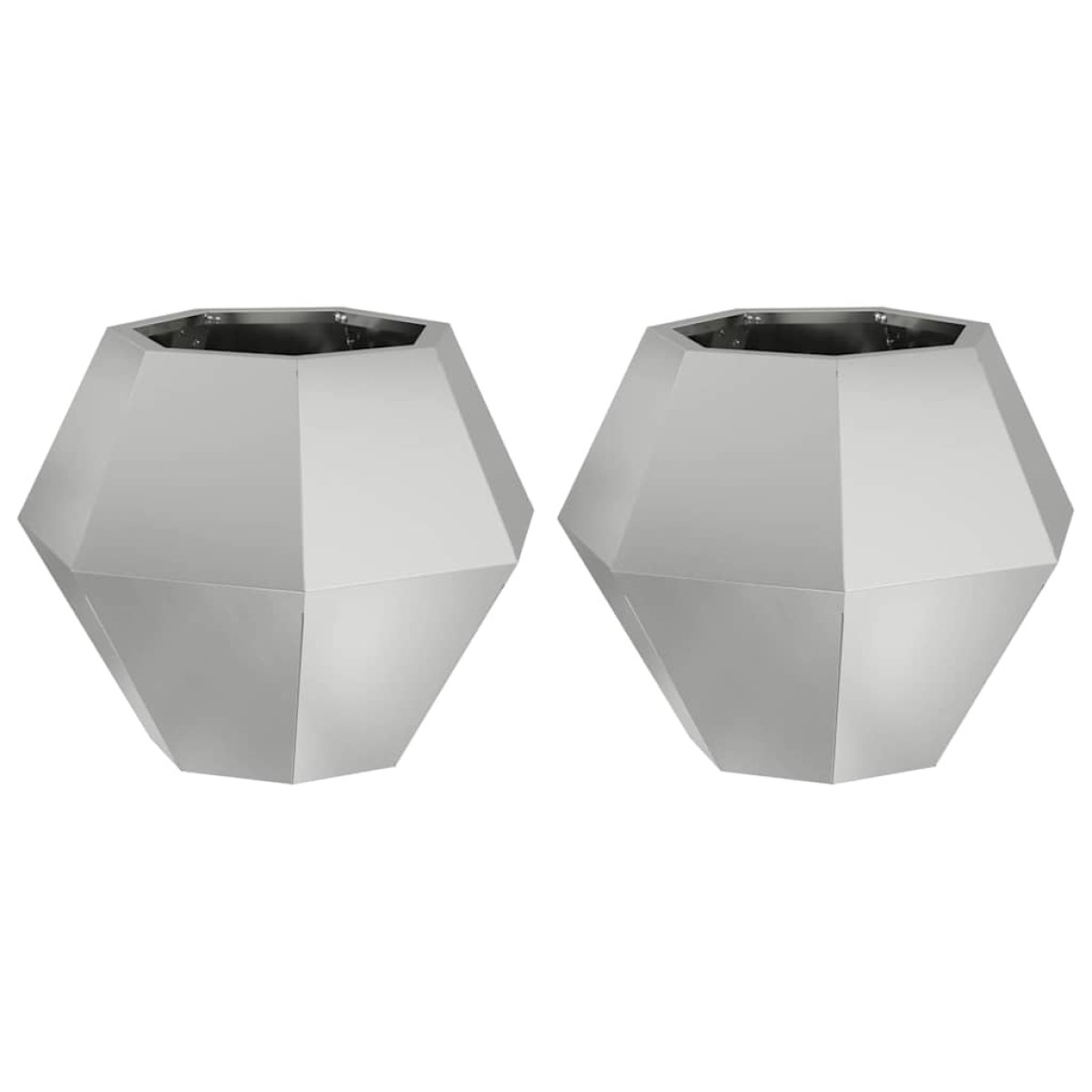 vidaXL Γλάστρα 2 τμχ. Ασημί 50 x 50 x 40 cm Επικαλυμμένος Χάλυβας