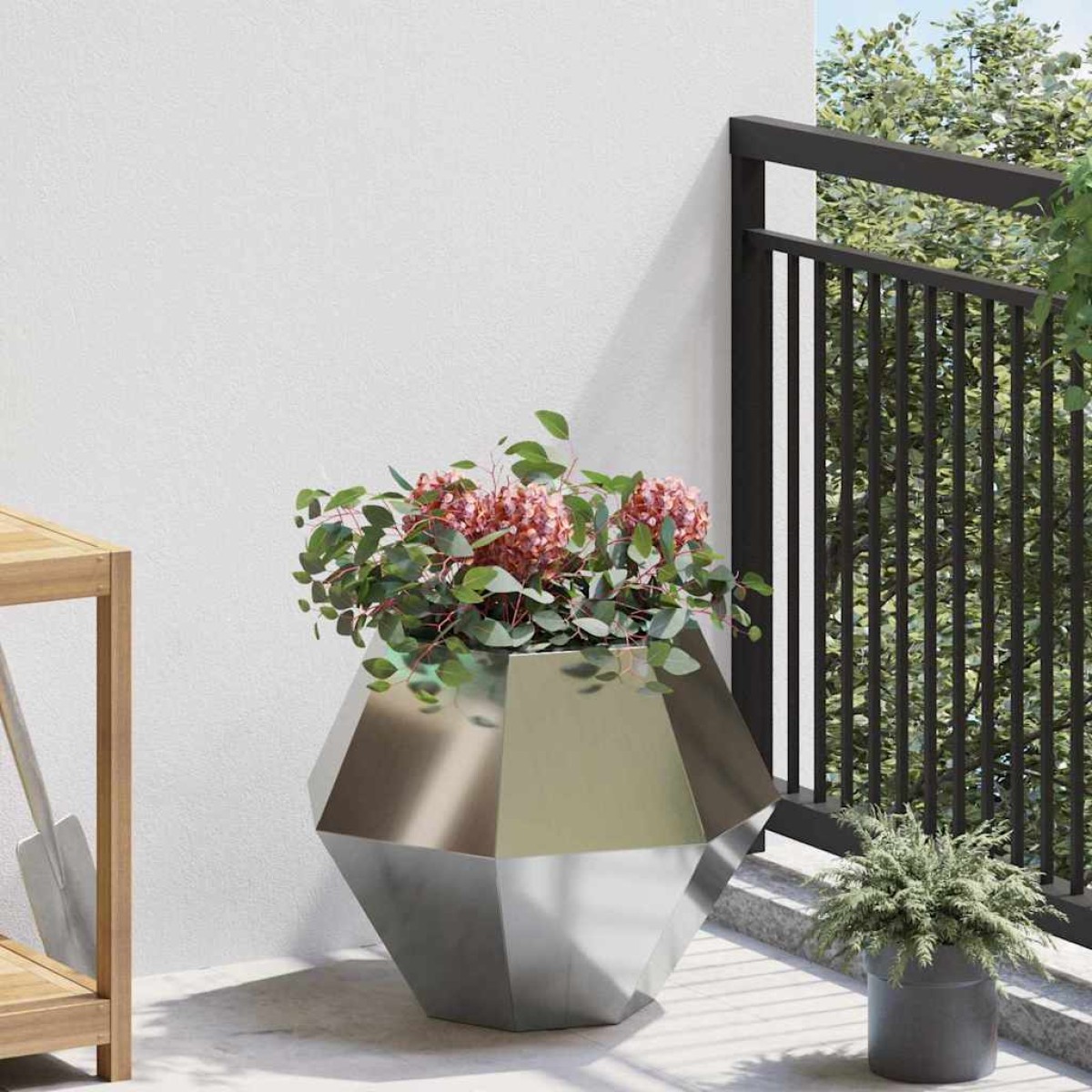 vidaXL Γλάστρα 2 τμχ. Ασημί 50 x 50 x 40 cm Επικαλυμμένος Χάλυβας